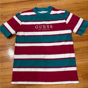Guess Colorful Striped Tee in Red and Teal